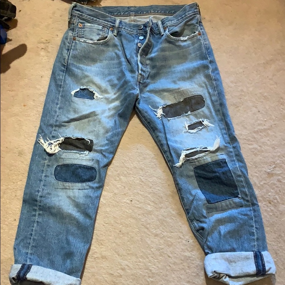 UNIQUE vintage patchwork Levi jeans